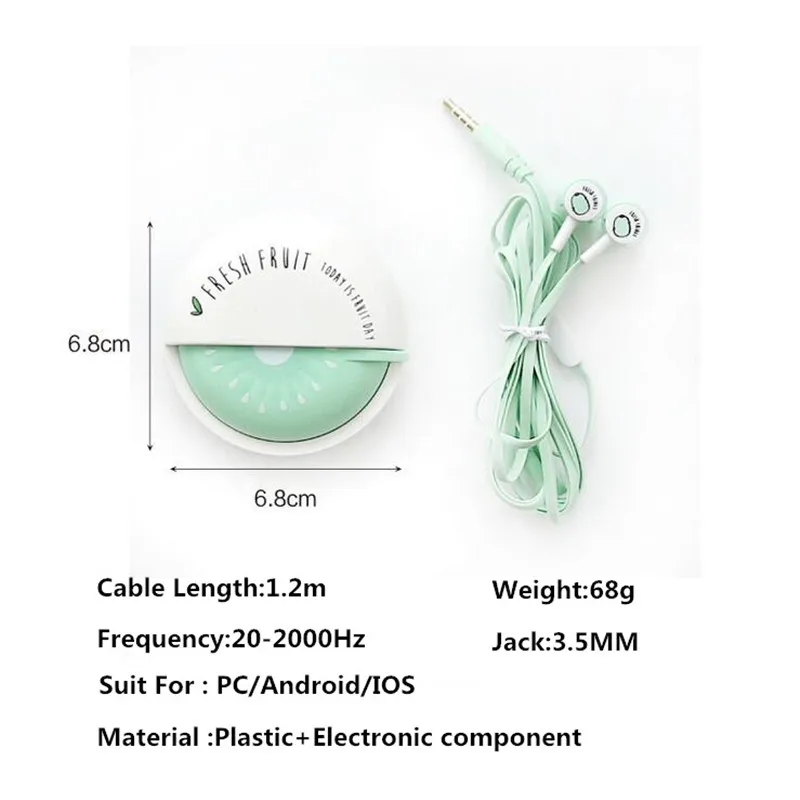 

Candy Colorful Fresh Fruit Earphones Children Girl Music Earbuds Headphones With Microphone Universal For Samsung