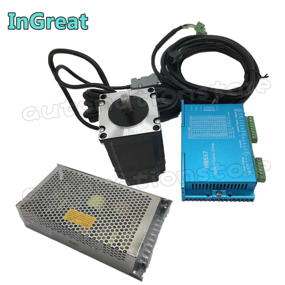 Nema23 комплект шагового двигателя с замкнутым циклом и источник питания 3м кабелем