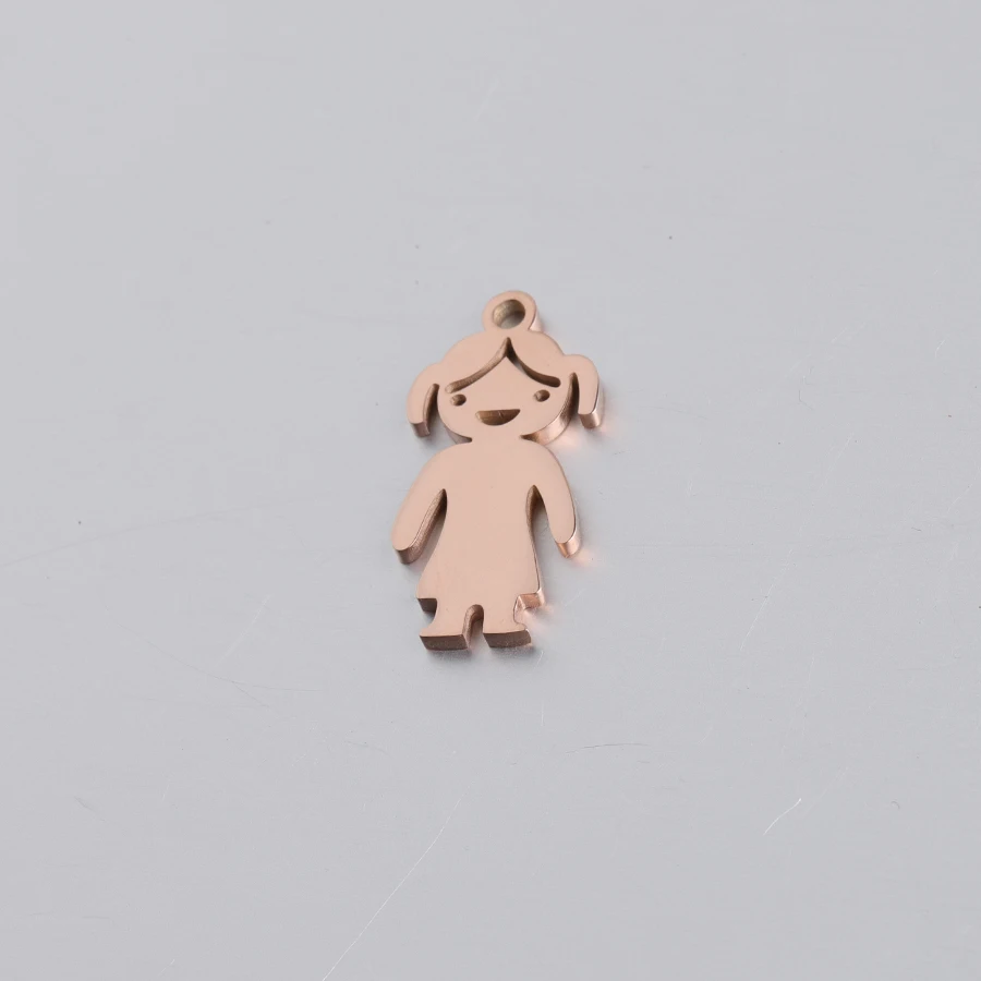 girl in rose gold Fnixtar зеркальная полировка из нержавеющей стали для мальчиков и девочек очаровательные Разъемы DIY ручной работы Любовь День Святого Валентина ювелирные изделия 20 шт./лот - Окраска металла: girl in rose gold