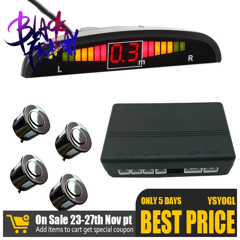 Car Mounted 12V Reversing Radar Beeps Small Crescent LED Display Precise Range Warning | Автомобили и мотоциклы