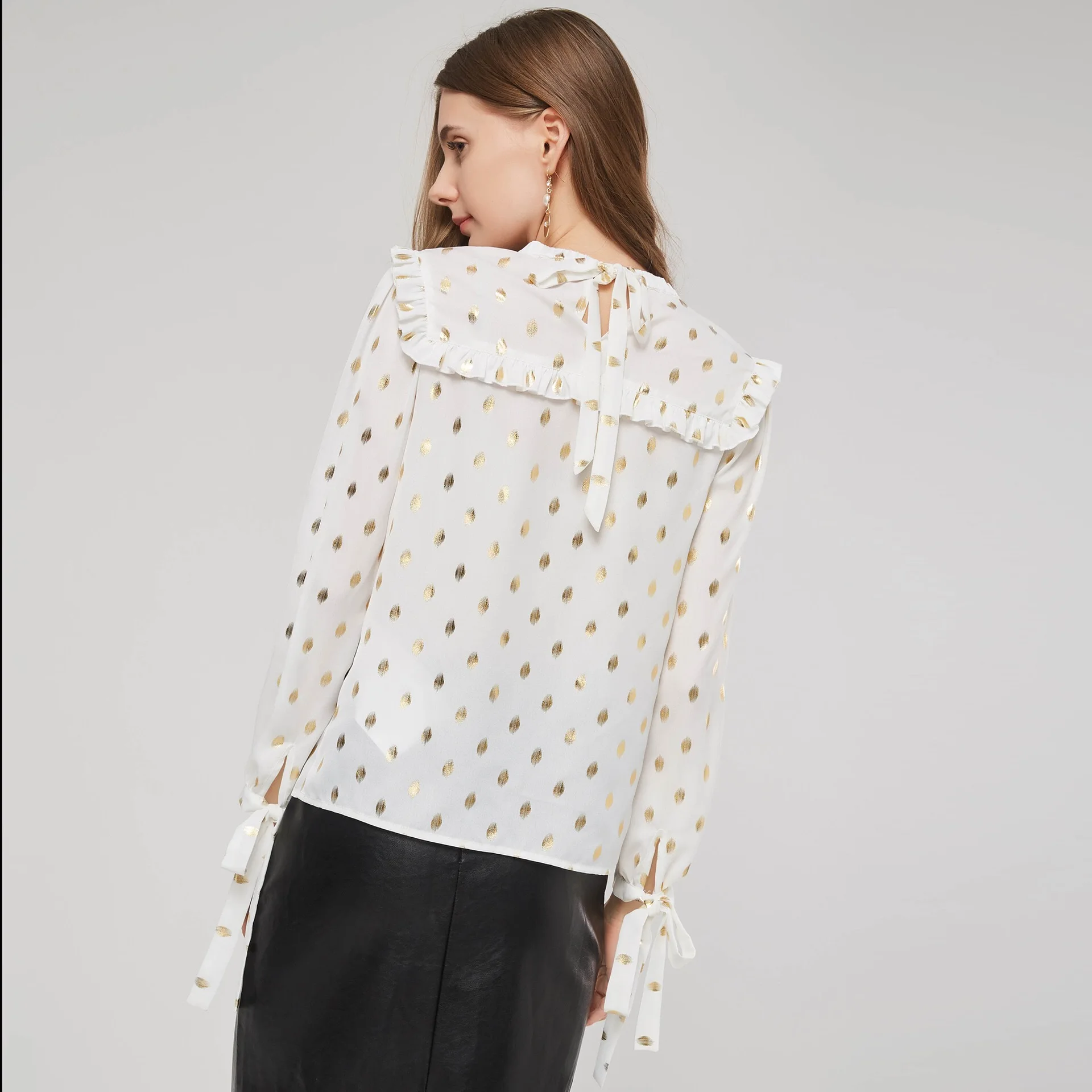 Женская блузка с длинным рукавом для офисных леди Элегантные Осенние