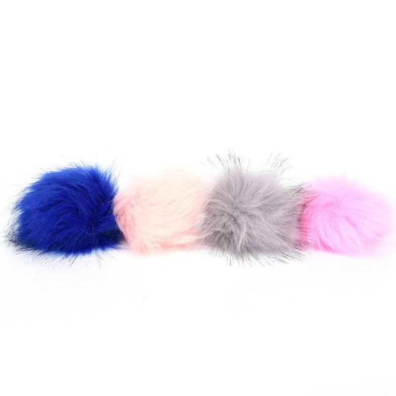 

DIY Faux Fur Pom Poms Keychain 10cm/3.9inch Fluffy Pom Pom Ball With Elastic Loop For Hats Key Chain Accessories