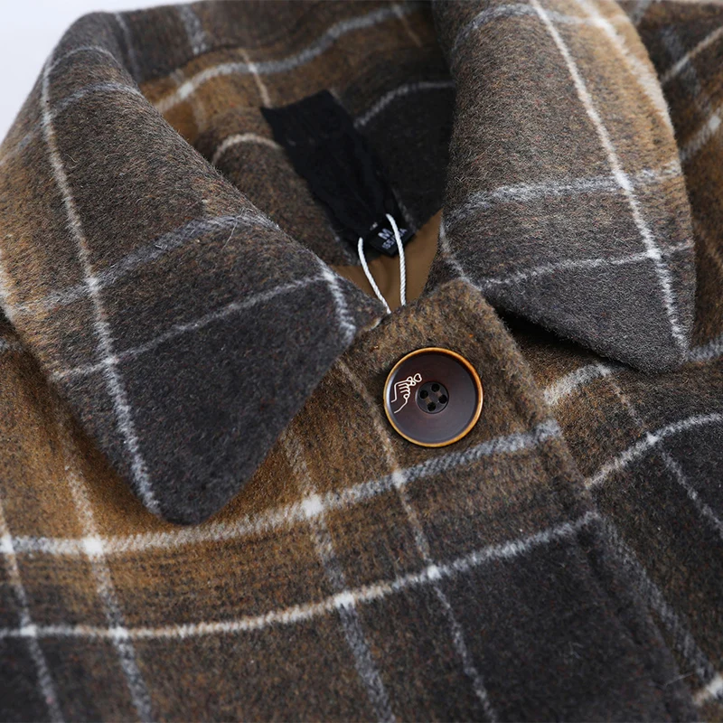 

Moeroshe winter women plaid windbreaker woolen Split joint elegant Causal coat middle long new houndstooth Female long coat
