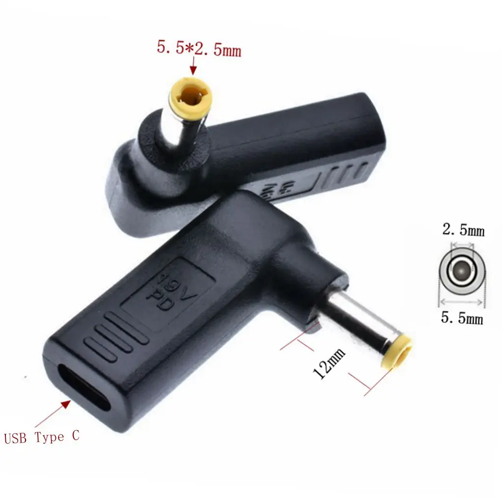 Usb type C штекер для Dc квадратный разъем адаптер питания со светодиодной светильник