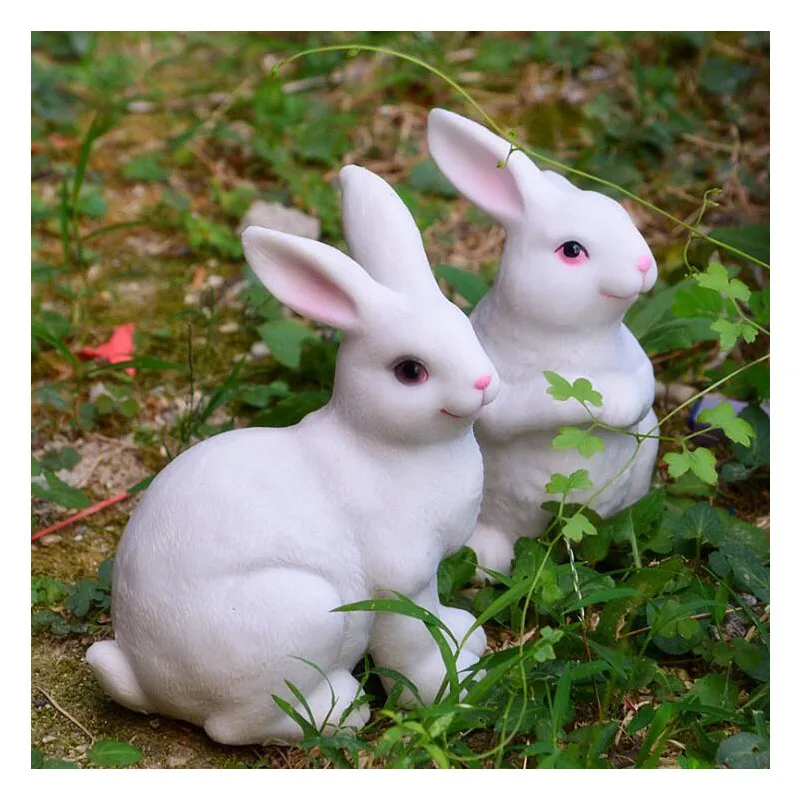 

Outdoor Gardening Resin White Rabbit Ornaments Courtyard Garden Statue Decoration Villa Park Lawn Sculpture Figurines Craftwork