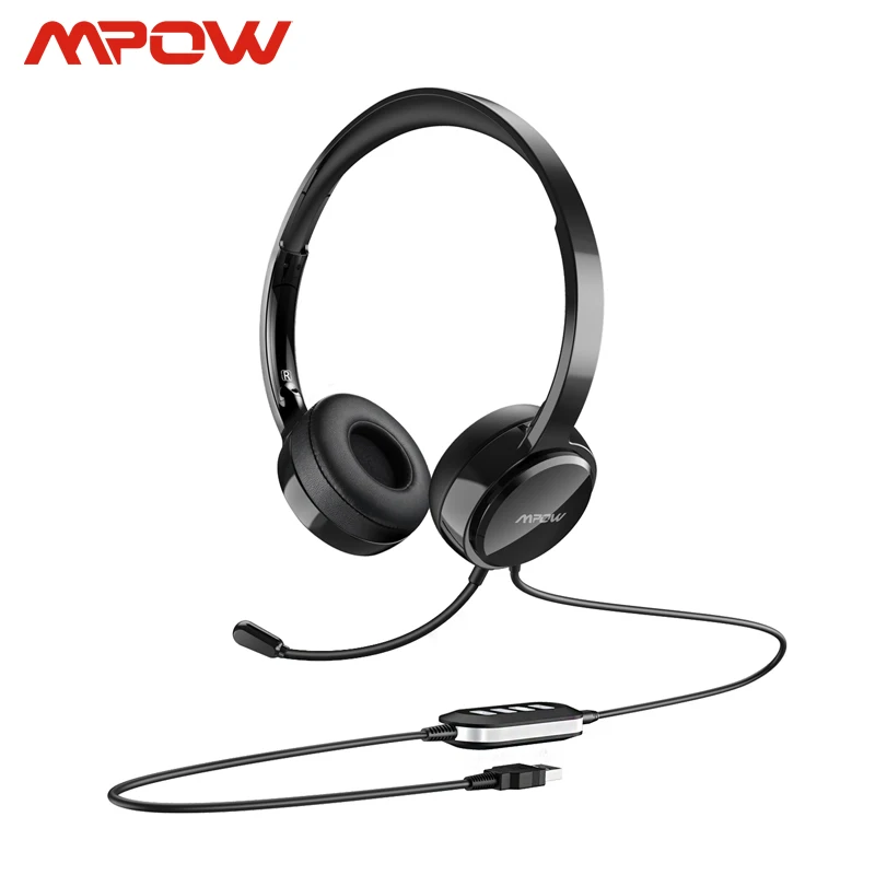 Mpow PA071 AUX Проводная гарнитура с шумоподавлением встроенный контроль Белковая память наушник с микрофоном для Skype компьютерный колл-центр