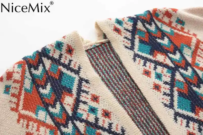 Винтажный кардиган NiceMix 2020 женское пончо накидка с рукавом летучая мышь свитер