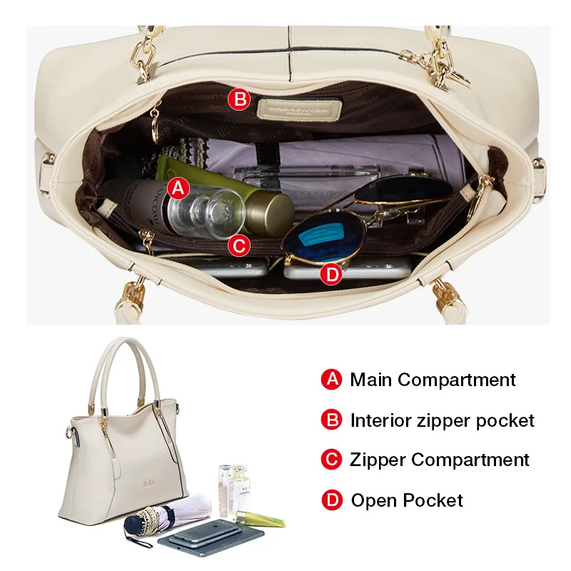 Женские сумки из яловой кожи LAORENTOU Повседневная Дамская сумка через плечо