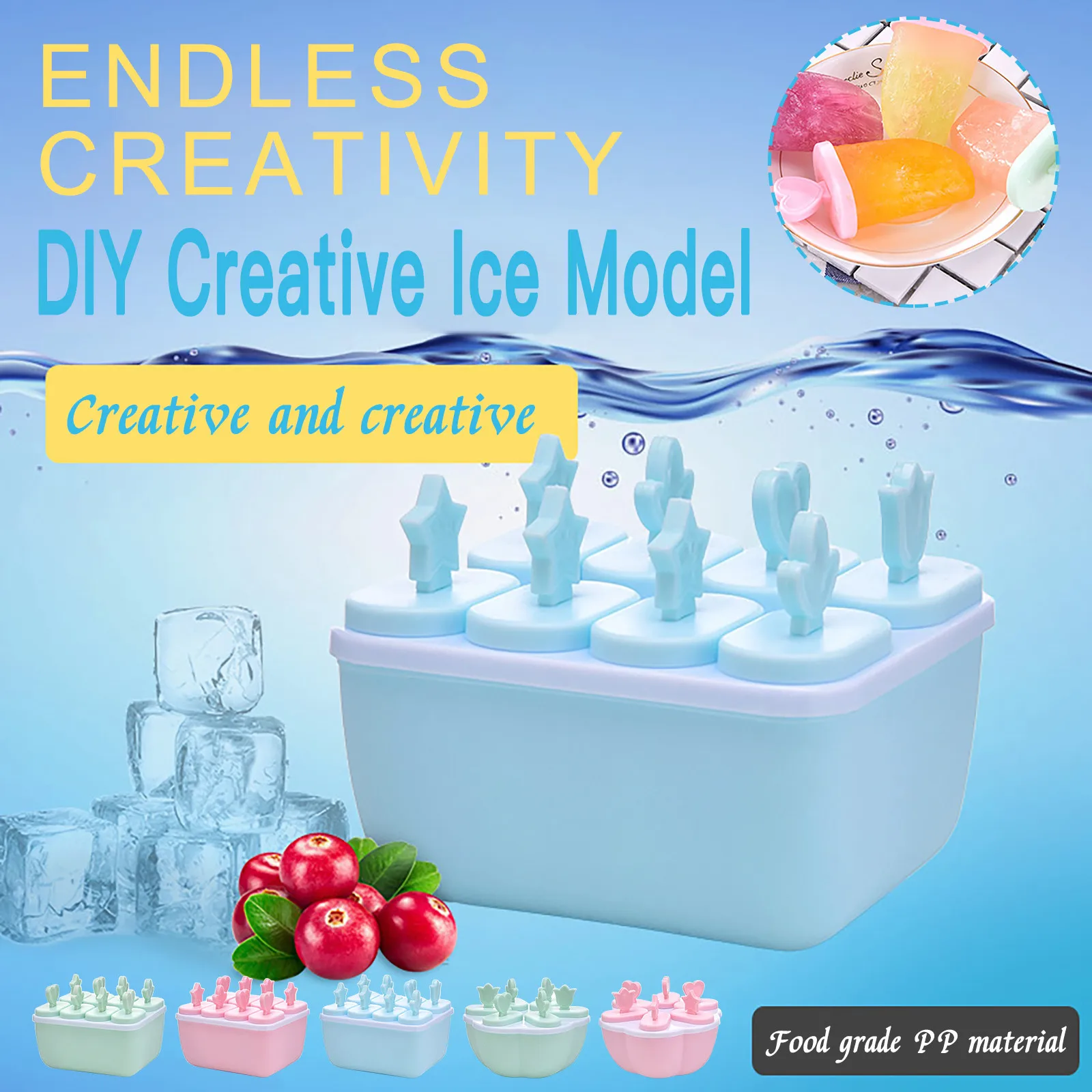 Силиконовая форма для мороженого пудинга Фруктового с палочками лоток