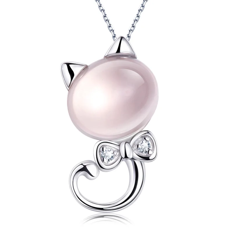 Женский кулон из серебра 925 пробы с натуральным розовым кварцем
