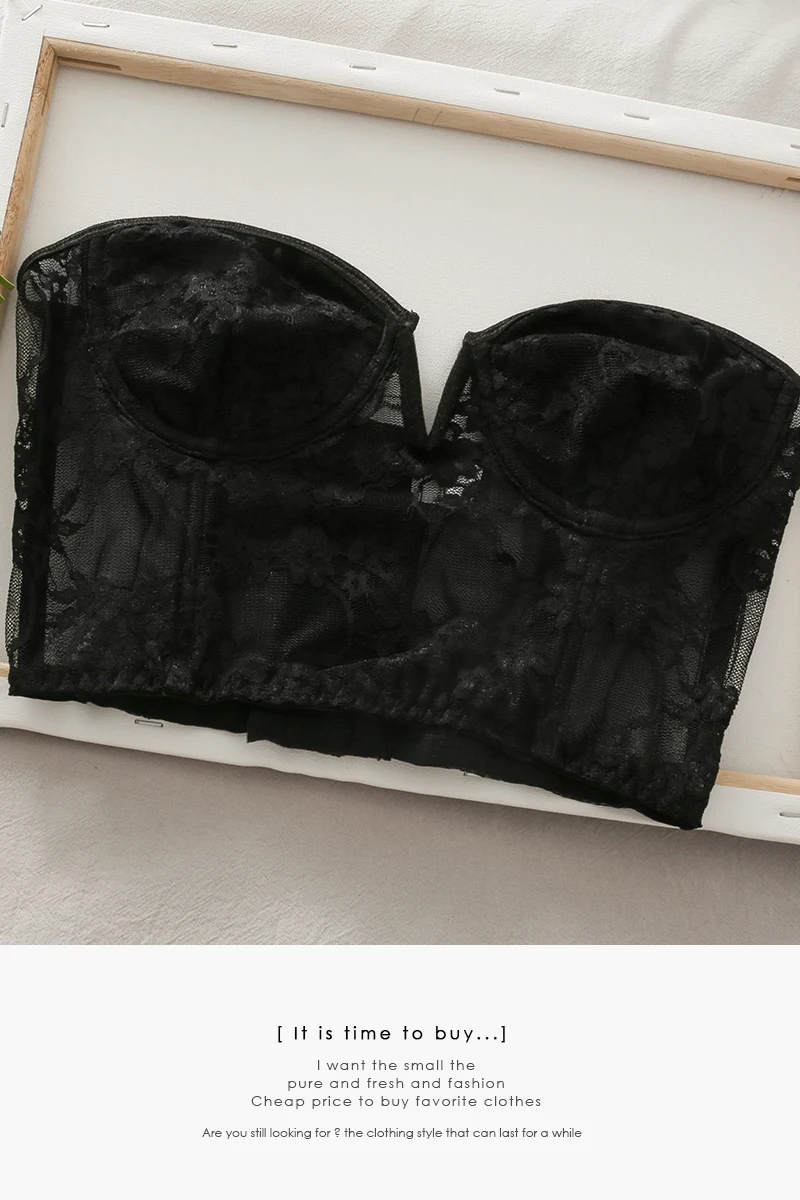 

2021 summer black Lace breathable tube tops women