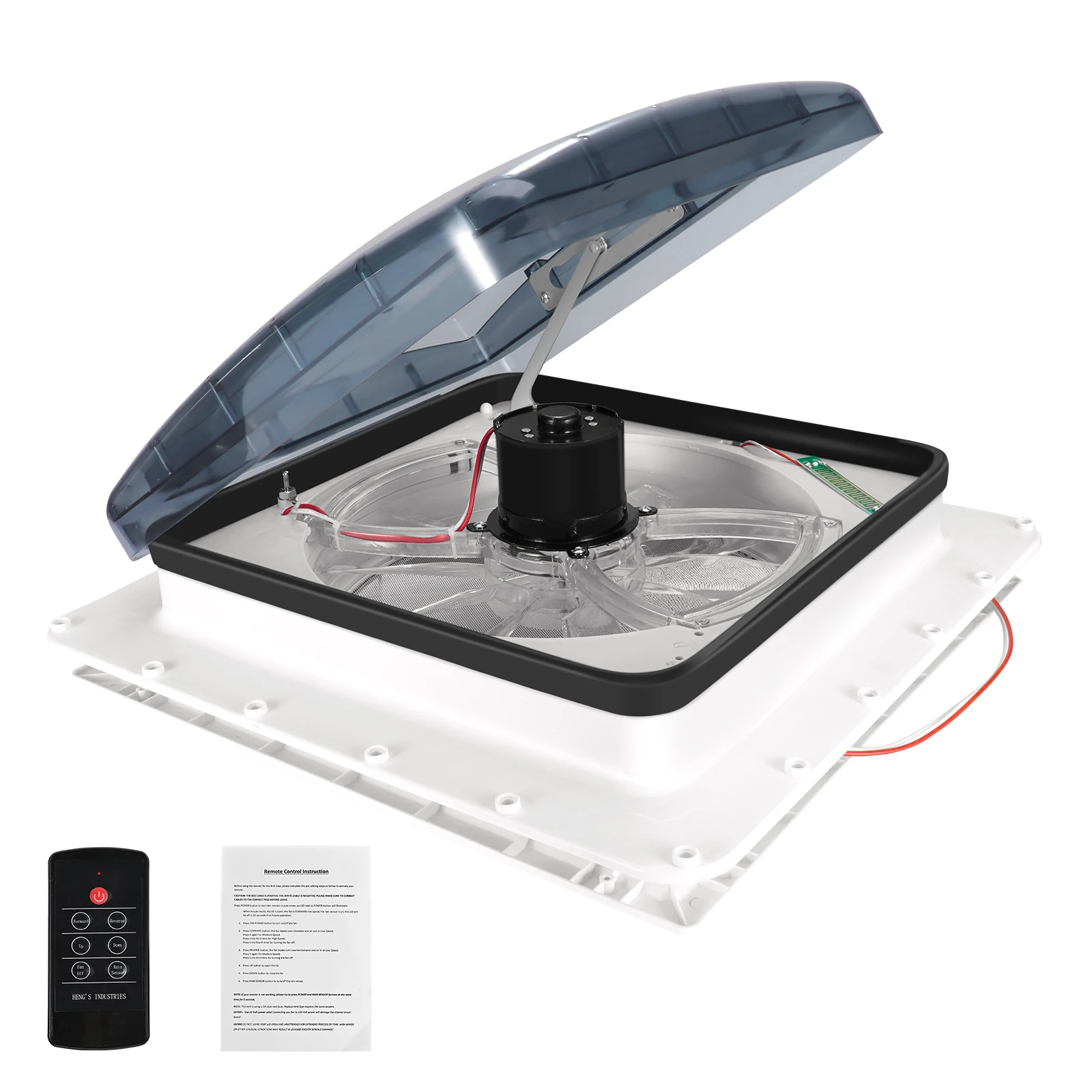 

Electric RV Roof With Remote Control Ventilation Fan. 12V Motorhome With 3-speed Inlet And Outlet. Two-way Exhaust Fan