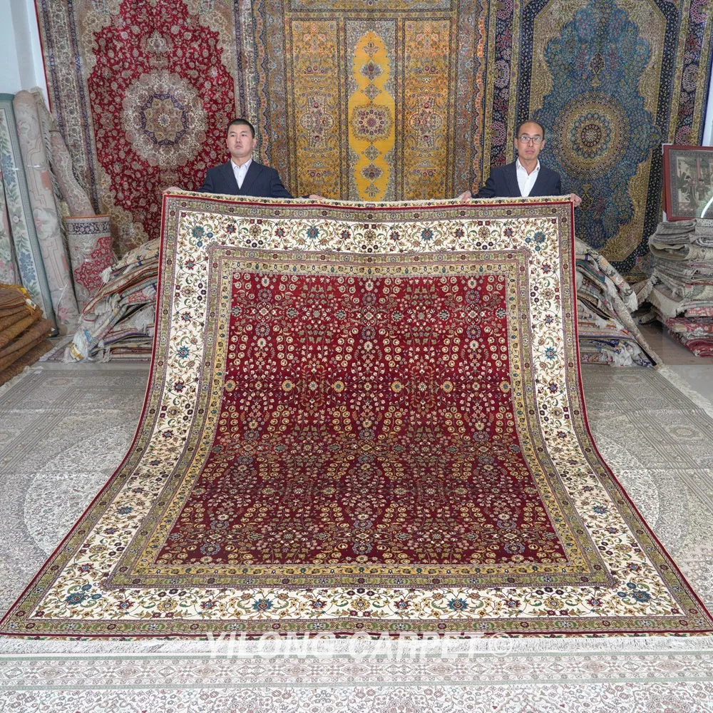 8’x10’ Hand Made Turkish Silk Rug Antique Red Handknotted Silk Carpet (TJ241A)