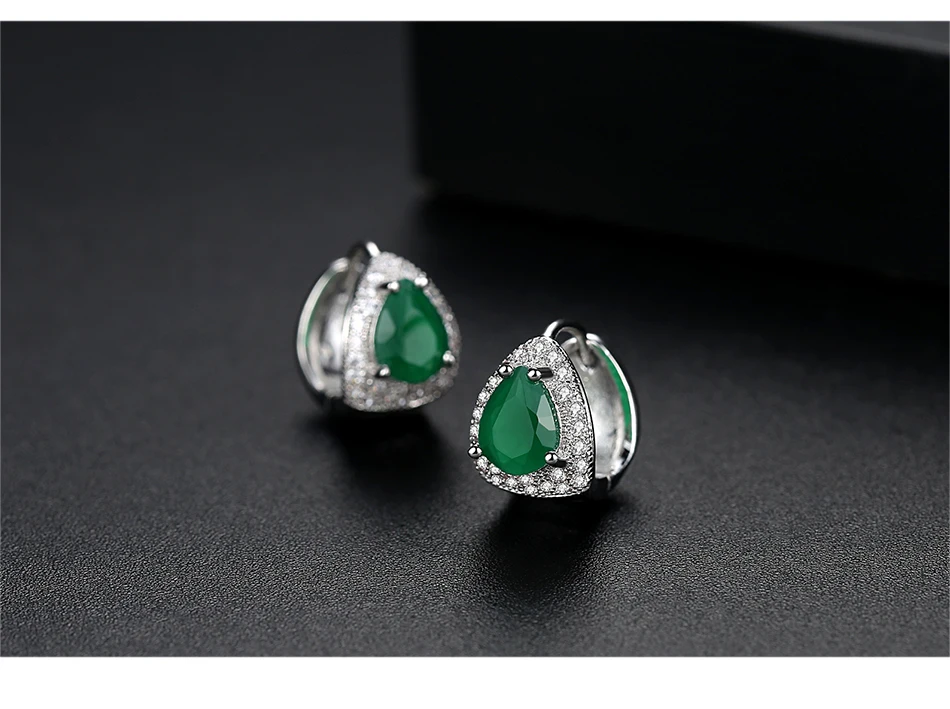LUOTEEMI Design Stud Earrings for Women Dating Party Luxury Water Drop CZ Three Colors Female Jewelry Pendientes Christmas Gift