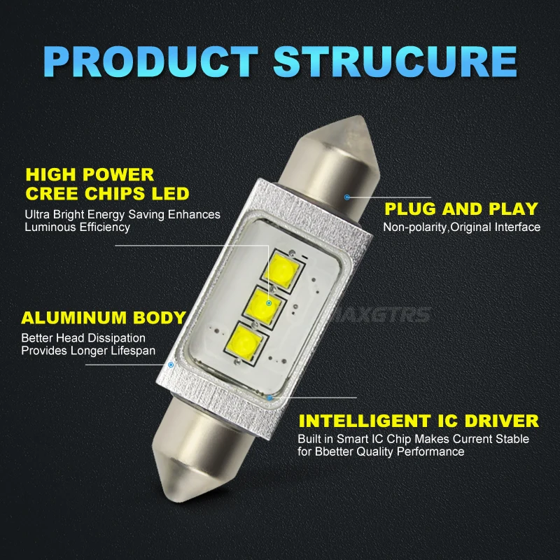 2 шт. Автомобильные светодиодные лампы C5W 15 Вт 12 В 31/36/39/41 мм|car interior dome light|12v led lights