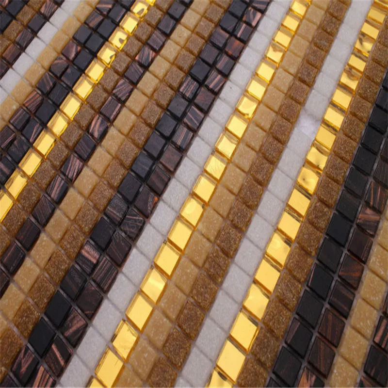 Золотистая черная мозаика пазл с рисунком линий художественная стеклянная для