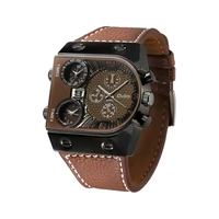 mens fashion quartz watches unique design square men wristwatch business casual sport male gmt dual time watch