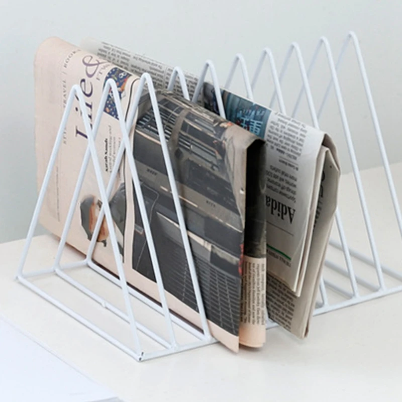 

Set of 2 File Holder Stand 9 Slots Magazine Rack Book Record Holder Triple-cornered Bookshelf Desktop File Organizer