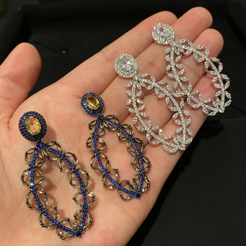 

Personality Openwork Pattern Hoop Earrings Accessories For Women Long Hanging Earrings Vintage Jewelry Europe And America