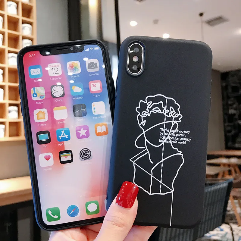 Чехол для iPhone6 iPhone 6S Plus 7 7Plus 8 8Plus X XR XS Max чехол Симпатичные Луна линия рисунком