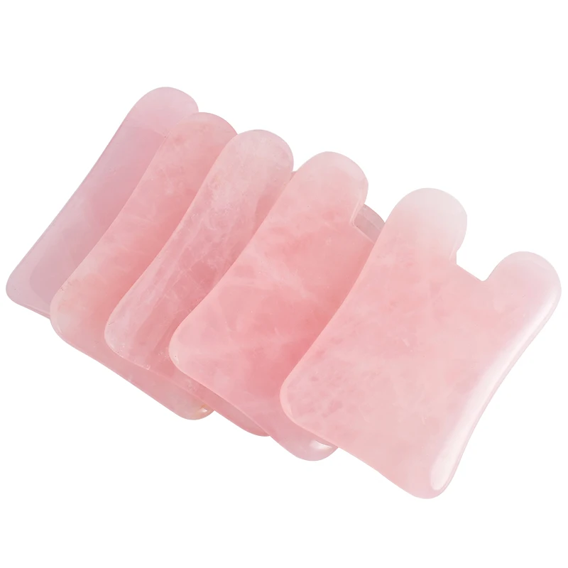 Натуральный розовый кварц гуаша скребок доска лицевая нефрит Гуа Ша массаж тела