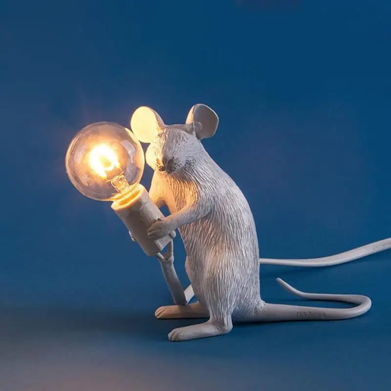 

Mouse Lamp Resin Animal Rat Table Lamp Mini Mouse Cute LED Home Decor Light for Bedside Bedroom Study Room