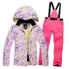 Новинка, плотный Теплый Женский комплект из куртки и брюк для катания на лыжах и сноуборде, водонепроницаемый и ветрозащитный лыжный костюм, женские зимние костюмы, уличная одежда