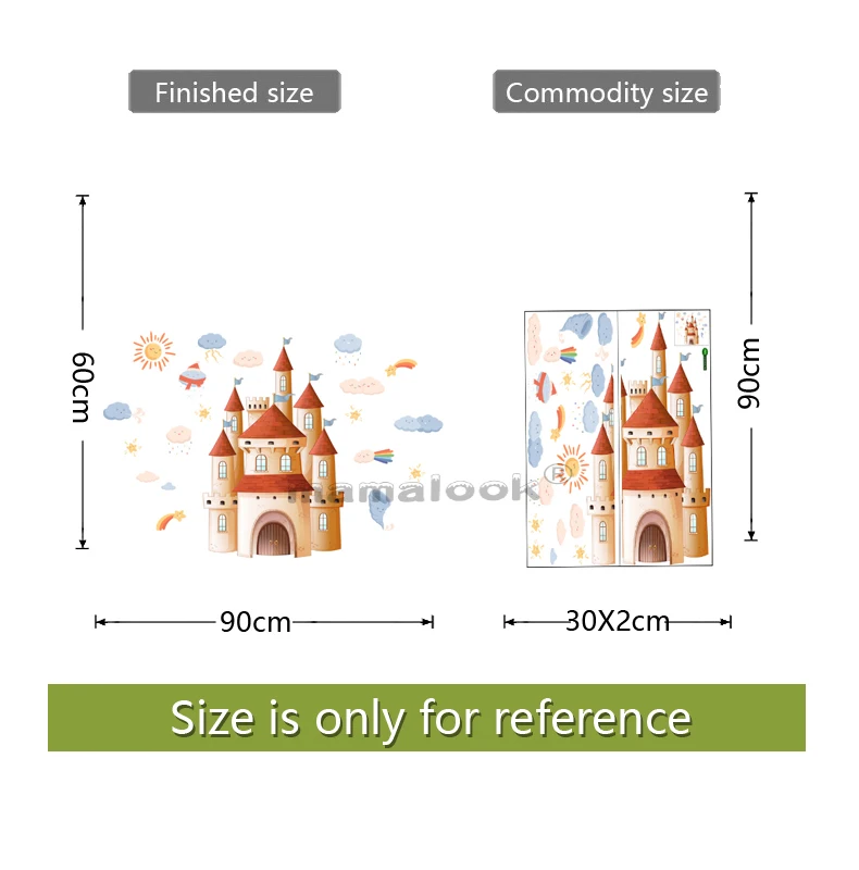 

Cartoon Castle Weather Wall Stickers Kindergarten Children's Room Background Clouds Sun Stars Wind DIY PVC Wall Paper