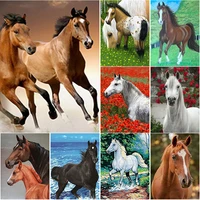 new 5d diy flower diamond painting horse diamond embroidery full square round drill animal cross stitch home decor manual gift