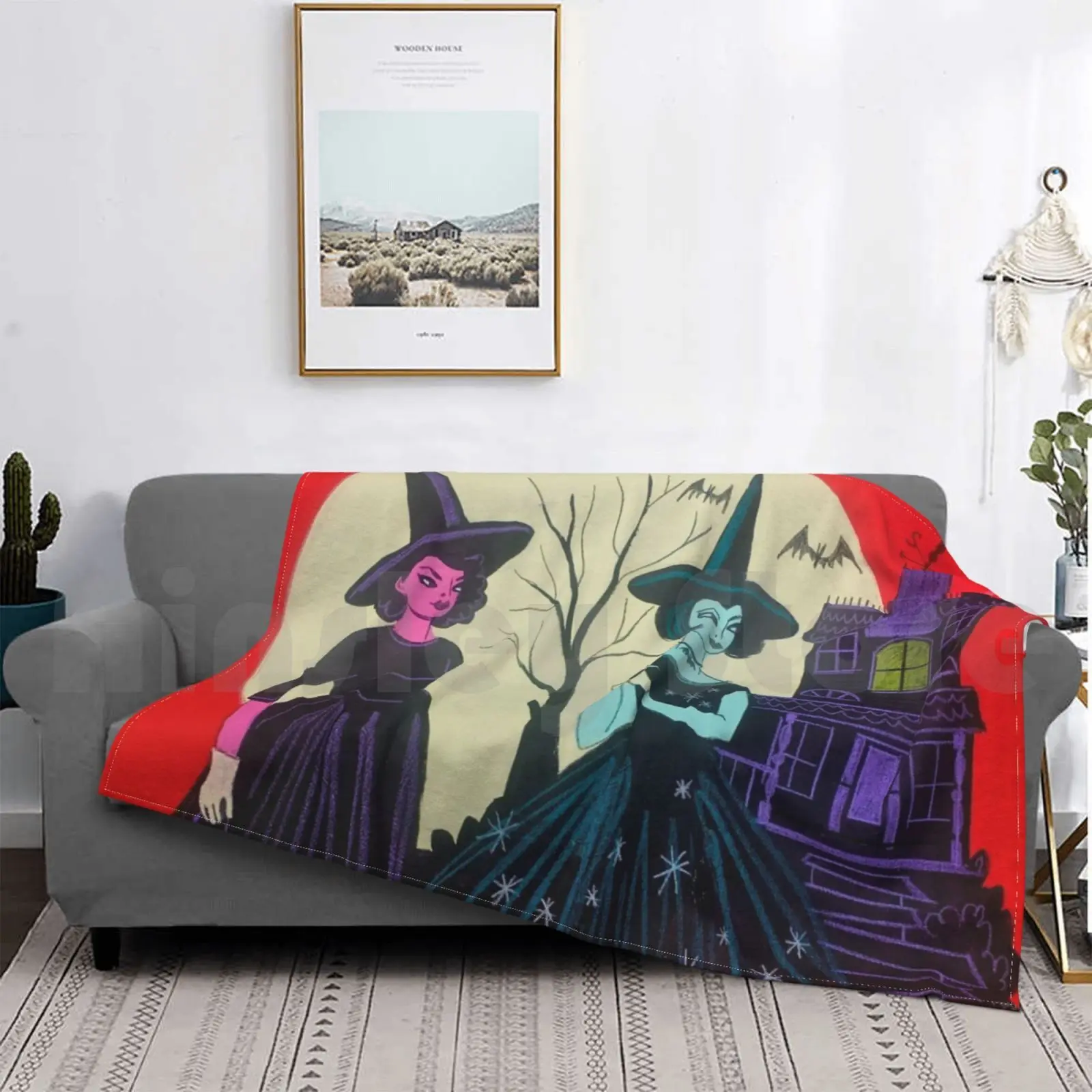

Trick & Treat Blanket Fashion Custom Halloween Witch Witchy Creepy Goth Gothic Haunted Mansion Haunted House