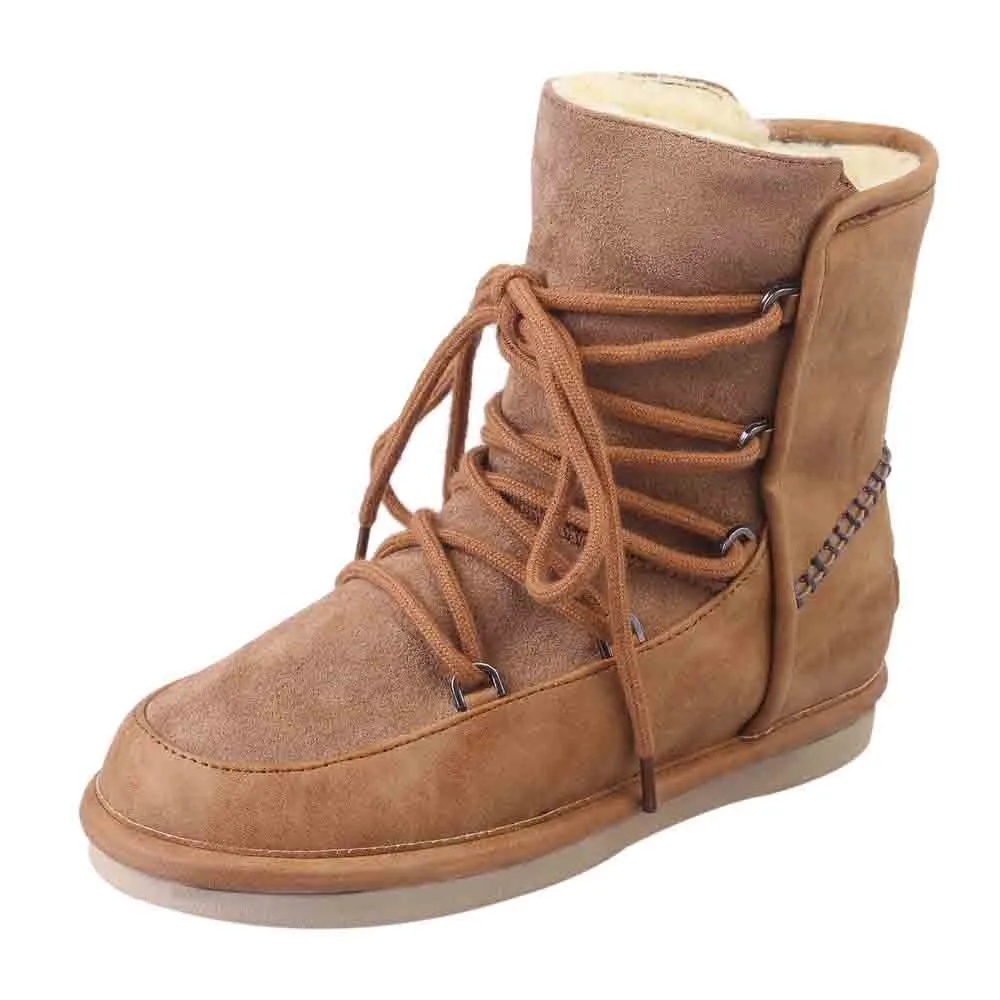 SAGACE/женские ботинки на низком каблуке со шнуровкой Женские бархатные зимние