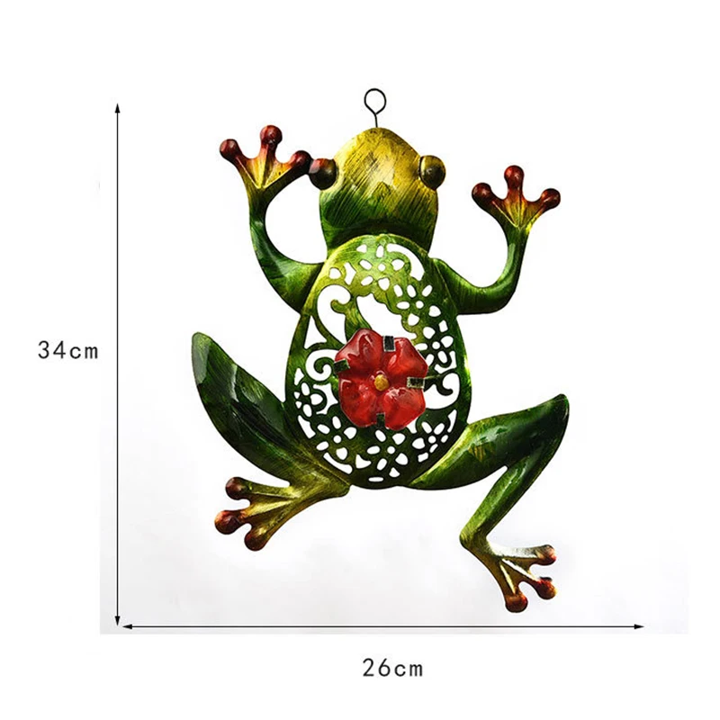 

Novelty Metal Frog Wall Decor with Flower Decorative Art Sculpture Hanging Fence Decor for Home Garden Patio Bedroom