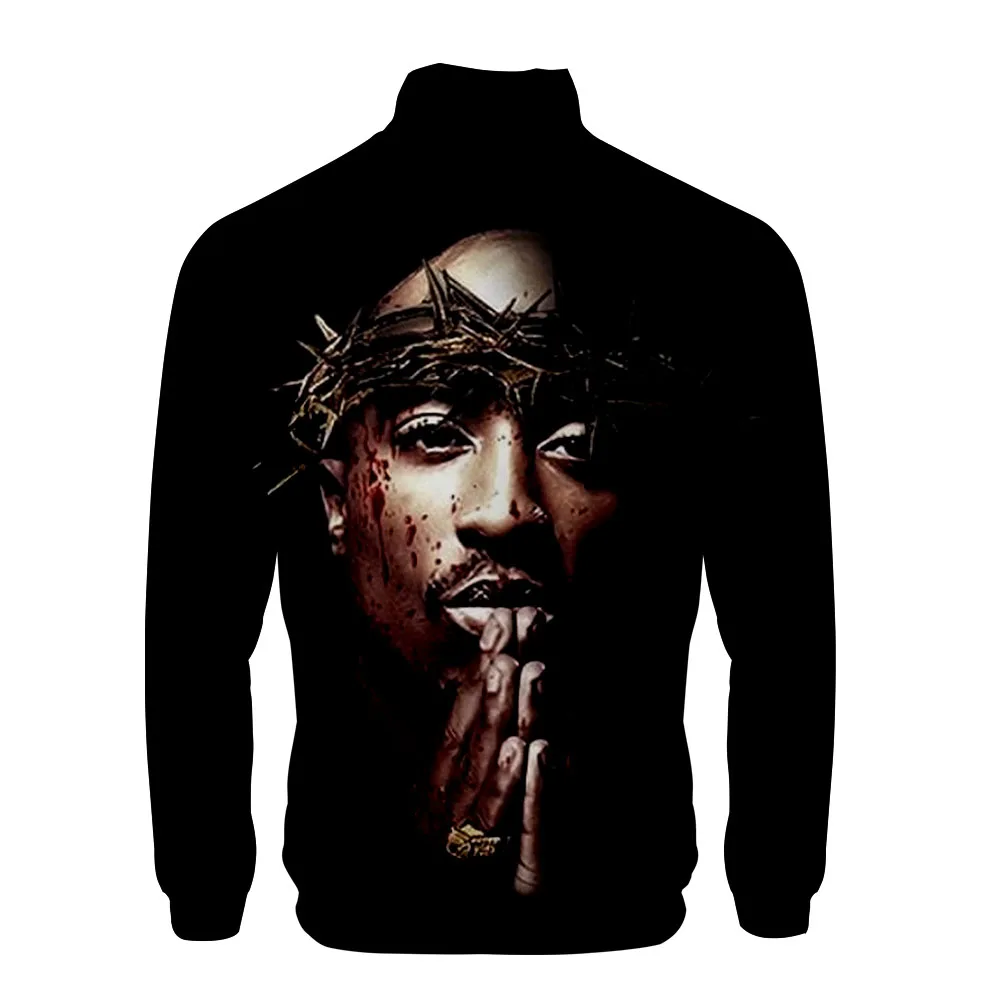 Американский рэппер 2PAC 3D прядь воротник молния Толстовка Повседневная Хип Хоп