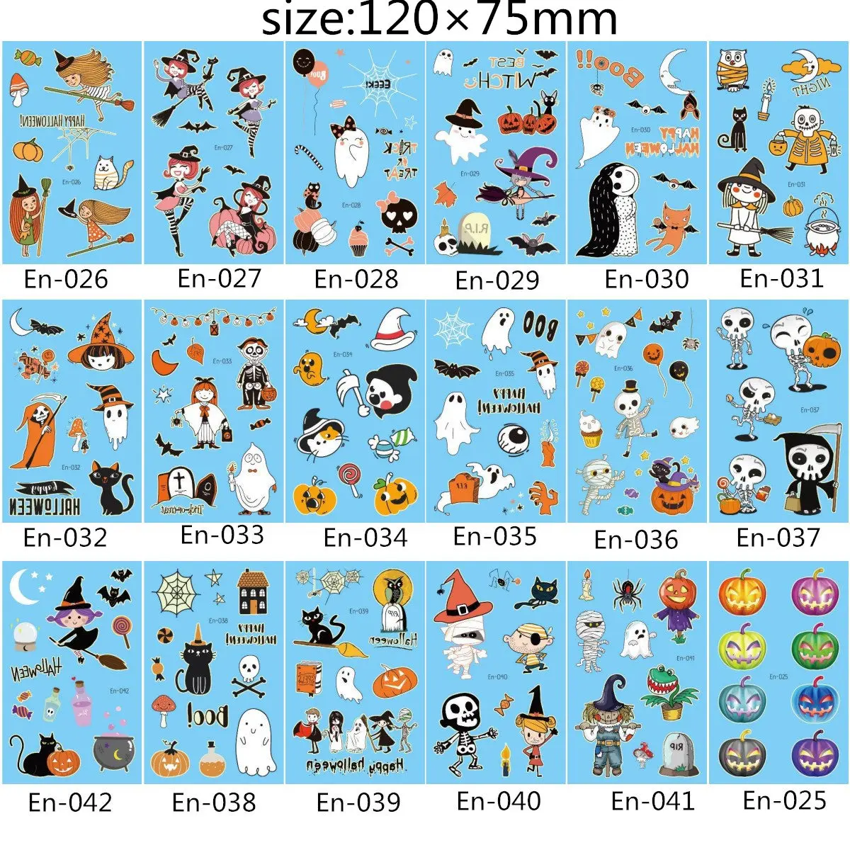 18pcs (En025-En042) Маска временные татуировки наклейки День мертвых череп лицо Хэллоуин вечерние красивые татуировки водонепроницаемый передачи боди-арт - Цвет: 18pcs (En025-En042)