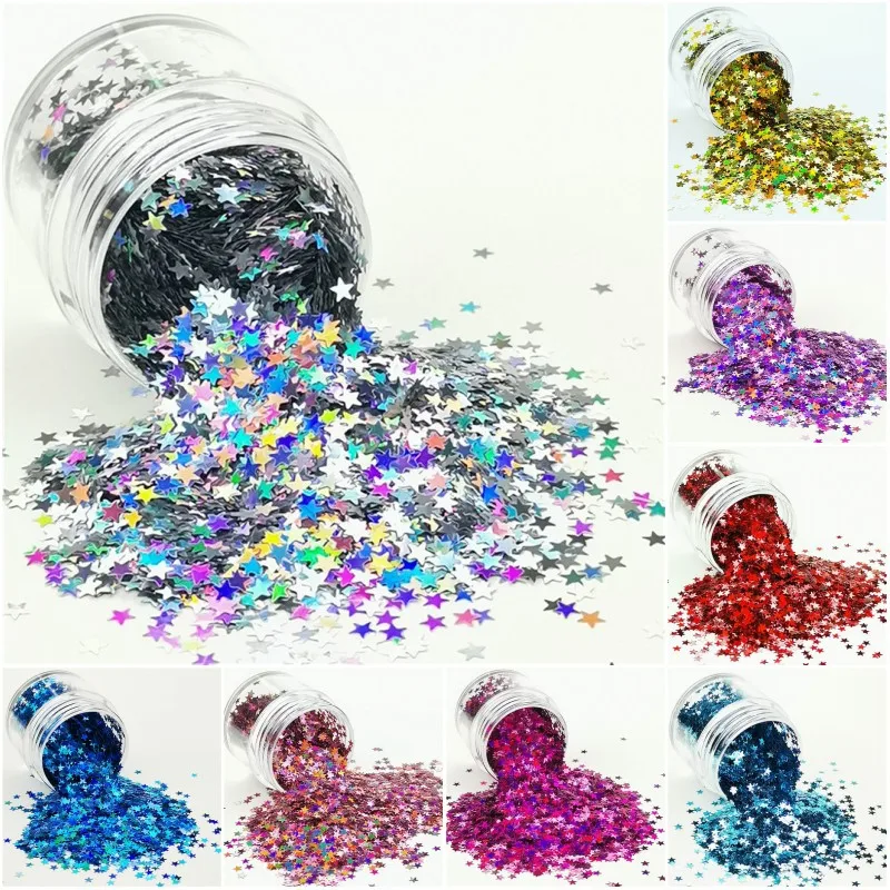 3 мм звезды ультратонкие блестки для ногтевого дизайна мини пайетки экологически