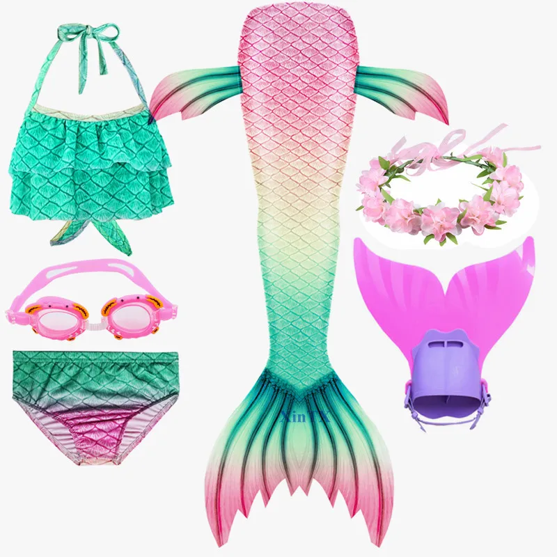 6 штyк дeтскaя одеяло хвост русалки с Моноласты детей Русалка хвосты для купания