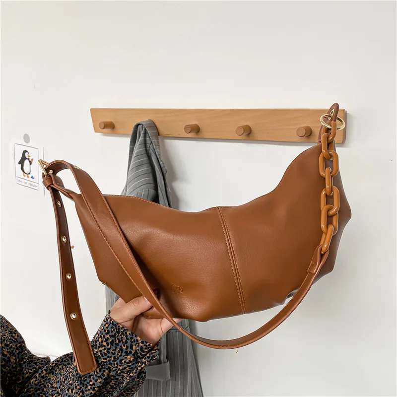 

High Quality Soft Leather Shoulder Bags for Women 2021 Fashion Solid Color Women's Handbag Chain Female Crossbody Bag Sac A Main