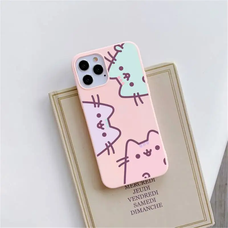 

Cute cartoon anime cat lovely pushe Phone Case Candy Color for iPhone 6 6S 7 8 11 12 XS X SE 2020 XR mini pro Plus MAX funda