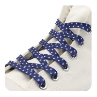 weiou trend personality latchet sports canvas small white shoes laces with printed blue white star fresh hollow flat shoelaces