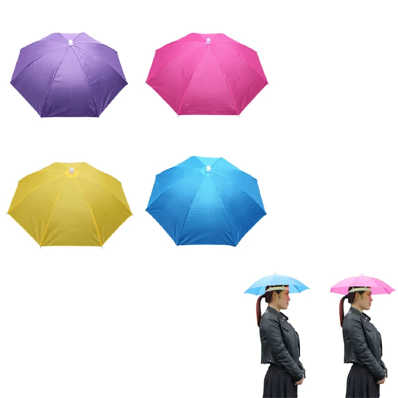 

Portable Rain Umbrella Hat Foldable Outdoor Sun Shade Anti-UV Waterproof Camping Fishing Headwear Cap Beach Head Hats Rain Gear