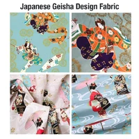 100cm retro japanese dancing geisha fabric cotton bronzing fabric for diy clothes kimono cheongsam table cloth sewing patchwork