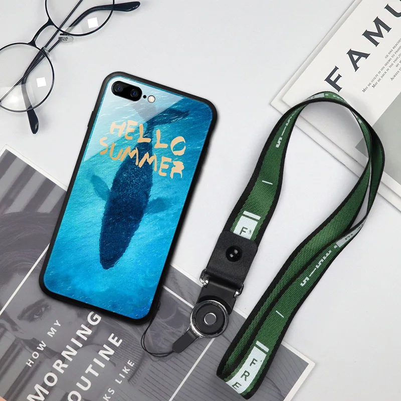 Чехол из закаленного стекла для Huawei Honor 10 9 Lite V9 V10 V20 с зеленым Китом синим морем