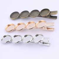 reidgaller 5pcs fit 12mm cabochon hair clip base settings kc gold plated alligator hairclip bezel trays diy hair accessories