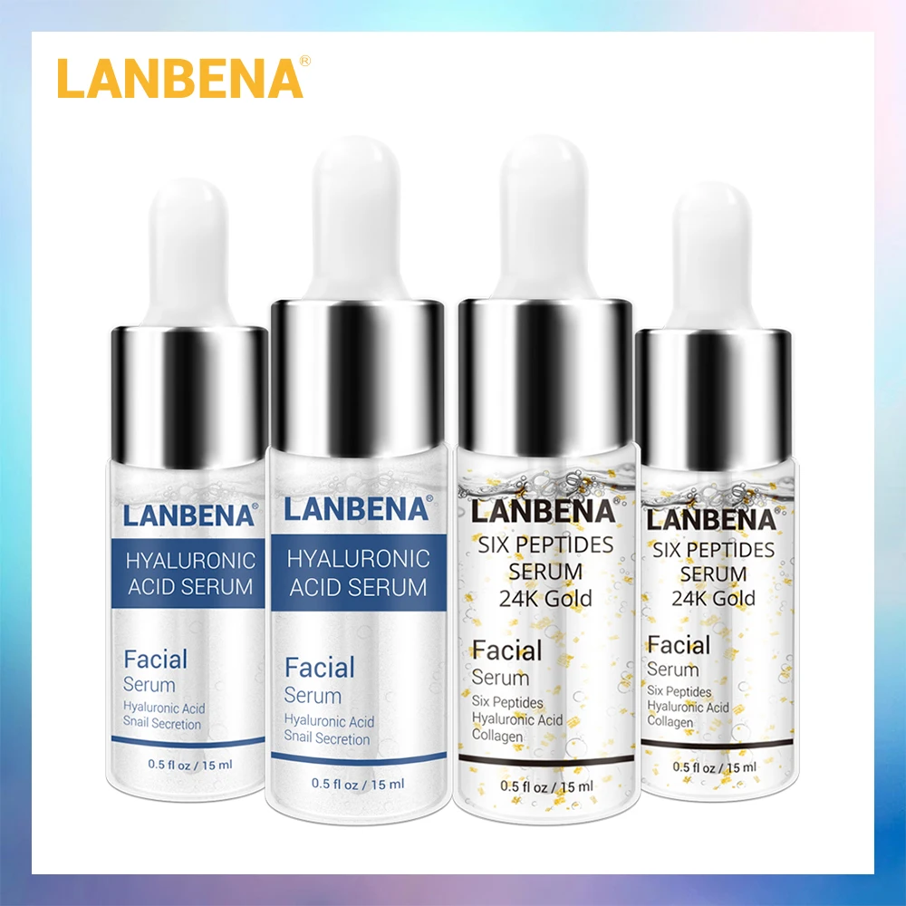 LANBENA шесть сыворотка с пептидами 24K золото+ Гиалуроновая кислота Сыворотка против морщин подтягивающая укрепляющая лечение тонкие линии отбеливание 4 шт
