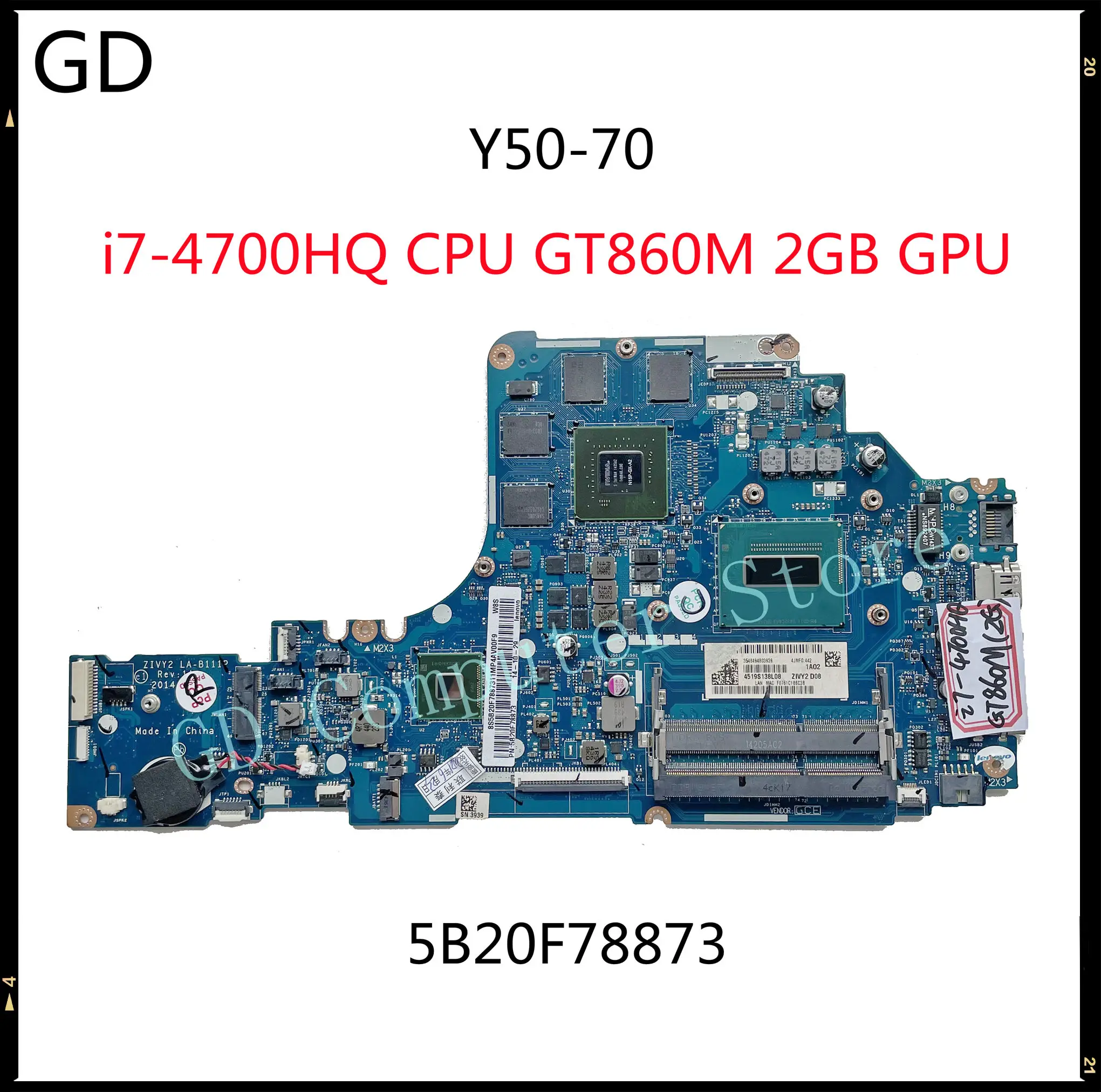 GD оригинальная материнская плата для ноутбука Lenovo модель 5B20F78873 с оригинальным