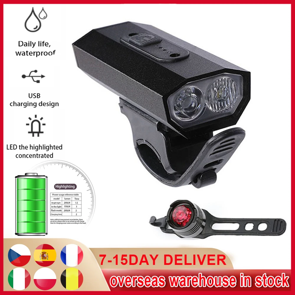 

Bike Light MTB Bicycle Front Back Rear Taillight Cycling Safety Warning Light Waterproof Bicycle Lamp Flashligh USB Rechargeable