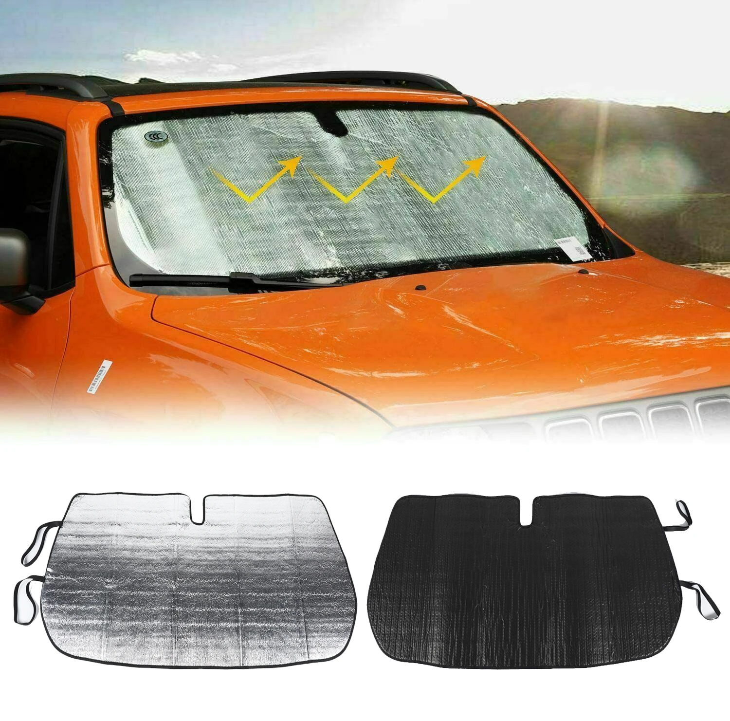 

Windshield Sunshades for Jeep Renegade 2016-2021 Front Window Sun Shade Foldable Windshield Visor Block UV Cover Accessories