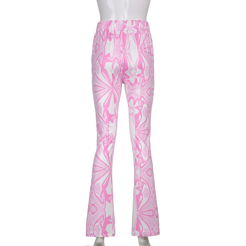 

Paisley Print High Waist Pants For Women Fashion 2021Pink Ladies Casual Trousers Female Full Length Bottom Streetwear Outfit