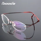 Оправа для очков iboode без оправы из титанового сплава для мужчин и женщин, оптические оправа для очков при близорукости в стиле ретро, брендовые дизайнерские суперсветильник кие очки