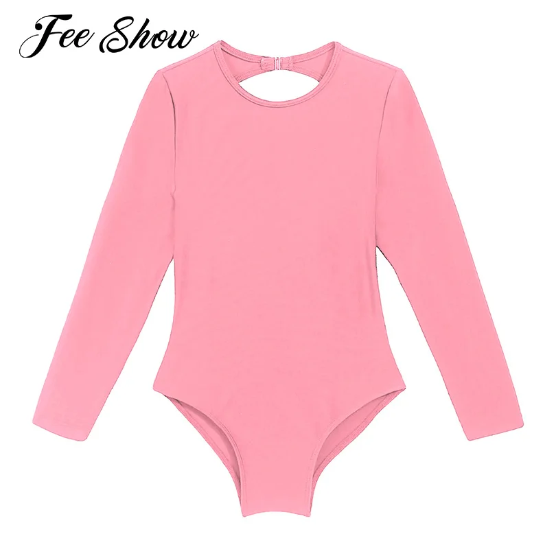 

Pink Children Kids Cotton Long Sleeves Ballet Dancing Bodysuit Leotard Yoga Gym Jumpsuit Girls Ballet Dance Gymnastics Dancewear